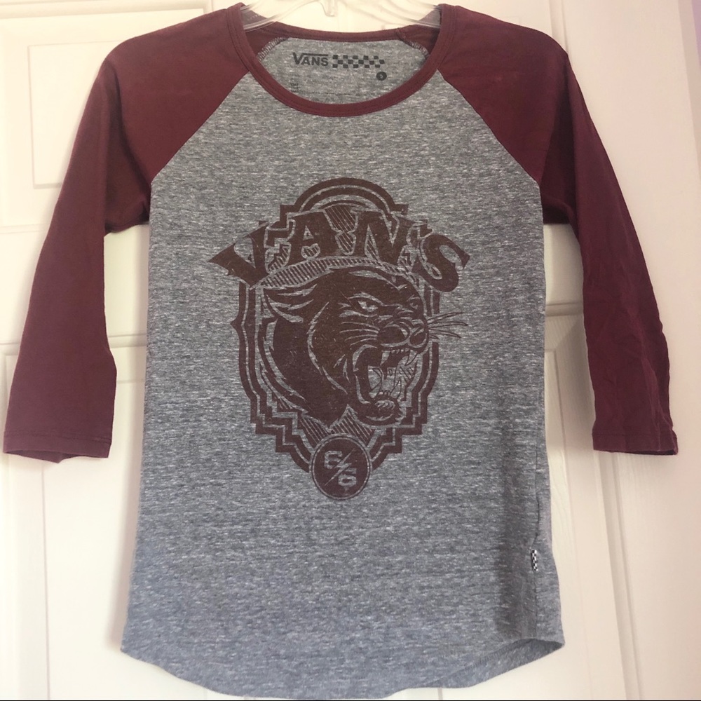 vans burgundy baseball tee